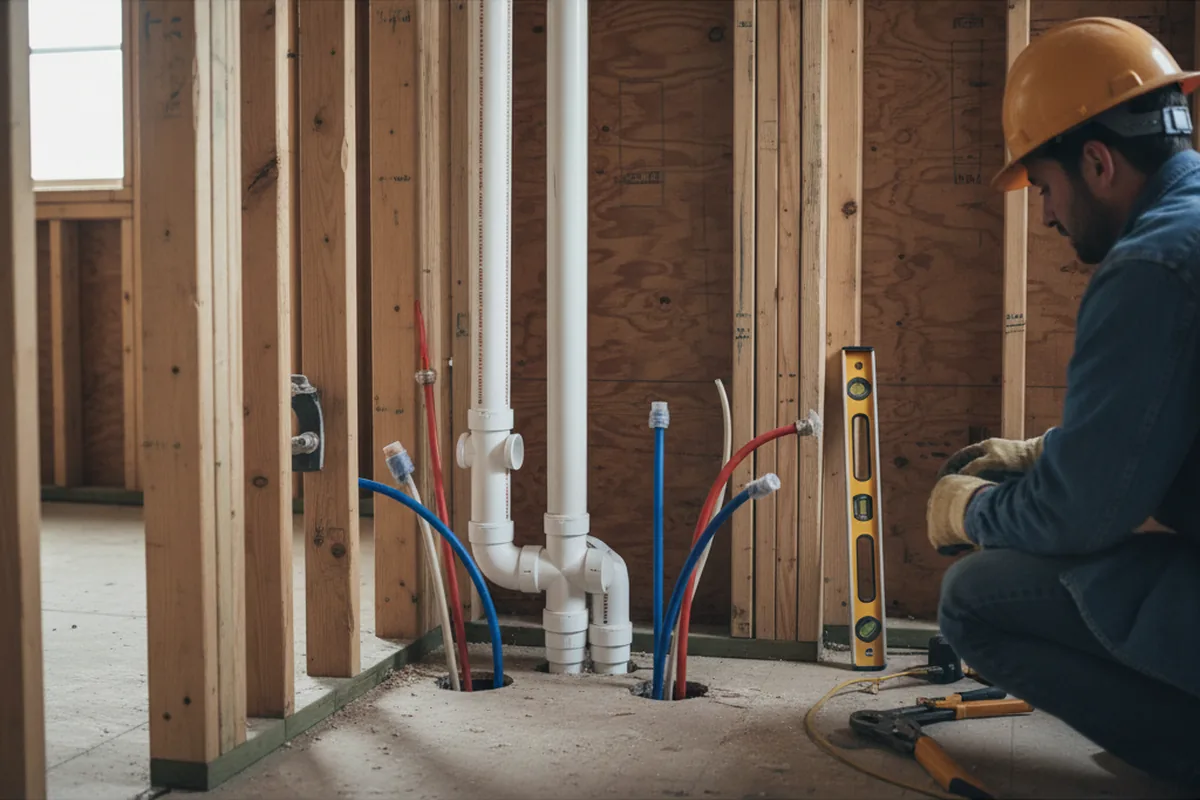 Drain and supply rough-in during Sump Pump Repair in West Valley City